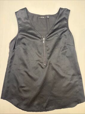 Apt. 9 Black Sleeveless V-Neck Zip Front Camisole